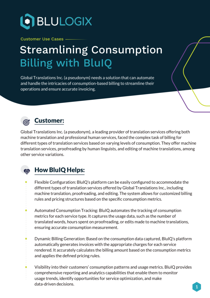 Streamlining consumption based billing with BluIQ