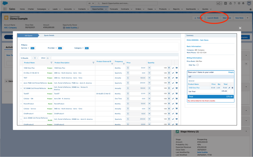 salesforce CPQ integration